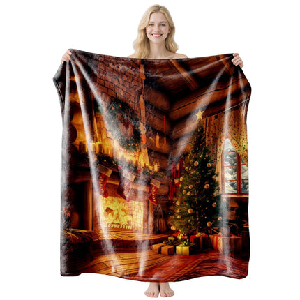 Christmas & Halloween Themed Flannel Blanket, Gentle‑Feel Rest Throw, Nice Holiday Gifting Option For Household Indoor Area, Style FLR‑200, Size M, 100x150cm