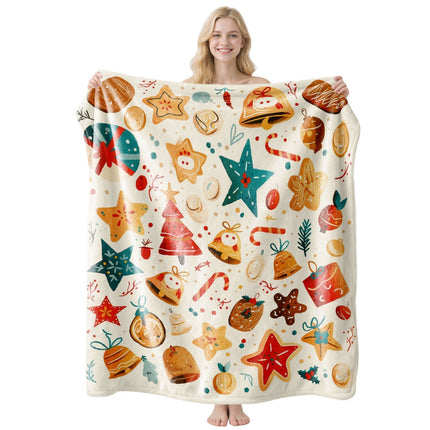Bright Holiday Pattern Flannel Blanket, Snuggly Indoor Rest Throw
