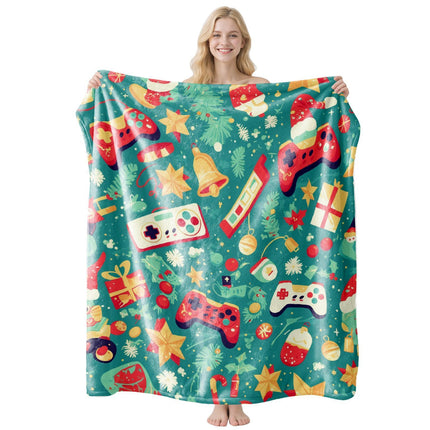 Eye‑Pleasing Festive Flannel Throw Blanket, Multi‑role Air‑Condition Cover, Perfect Gift For Christmas & Halloween Complete House Decoration, Style FLR‑207, Size L, 130x150cm