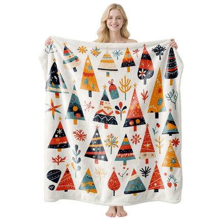 Decorative Festive Flannel Throw Blanket, Multi‑scene Air‑Condition Cover, Perfect Gift For Christmas & Halloween Indoor Home Styling, Style FLR‑212, Size L, 130x150cm