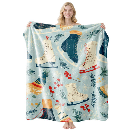 Christmas & Halloween Household Flannel Throw, Gentle Rest Cover For Couch And Bed, Wonderful Holiday Gifting Choice For Home Space Decoration, Style FLR‑213, Size L, 130x150cm