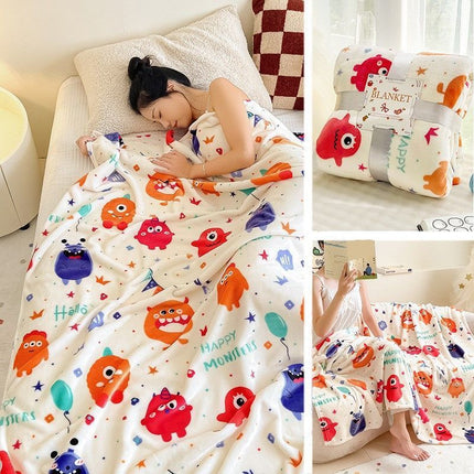 Little Monster Printed Flannel Throw Blanket