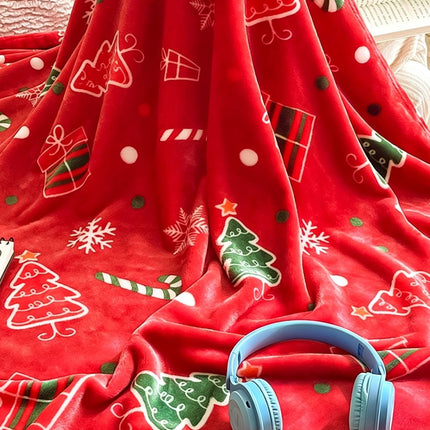 Christmas‑element Flannel Throw Blanket for Christmas & Halloween