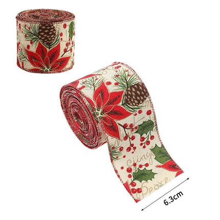 Xmas Burlap Woven Ribbon 6.3CM X 2M