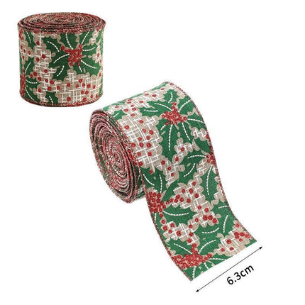 Holiday Burlap Satin Ribbon 6.3CM Width 2M