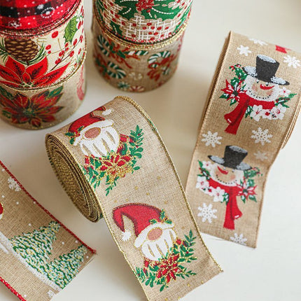 Holiday Burlap Satin Ribbon 6.3CM Width 2M