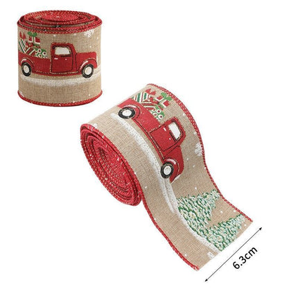 Xmas Burlap Satin Ribbon 6.3CM X 2M