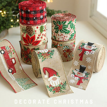 Festive Burlap Woven Ribbon 6.3CM Width 2M