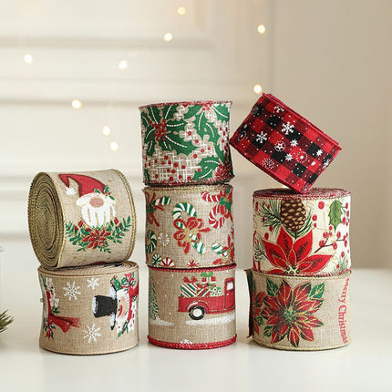 Festive Burlap Woven Ribbon 6.3CM Width 2M