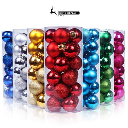 24 Count Glossy Plastic Christmas Tree Pendant Balls, Lake Blue 3cm Electroplated Baubles for Xmas Decor and Halloween Indoor Scene Styling