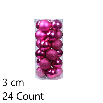 24Pcs Glossy Plastic Christmas Tree Ornament Balls
