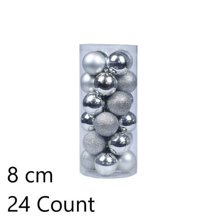 24Pcs Plastic Electroplated Xmas Decor Spheres