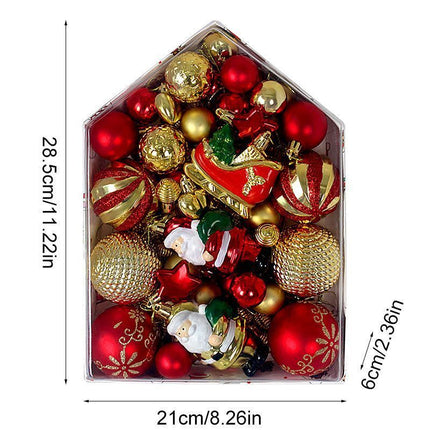 72 Count Mixed Xmas Hanging Decor Kit in House Outline Box