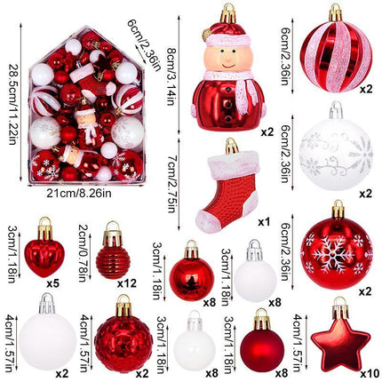72Pcs Multi-Style Christmas Tree Ornament Collection with House Shape