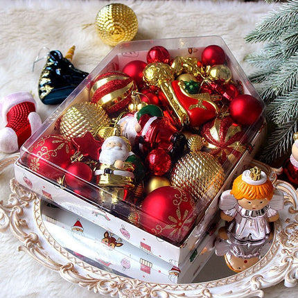 72 Pieces Festive Mixed Holiday Baubles Set in House Mold Gift Box