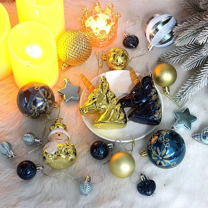 72 Pieces Festive Mixed Holiday Baubles Set in House Mold Gift Box