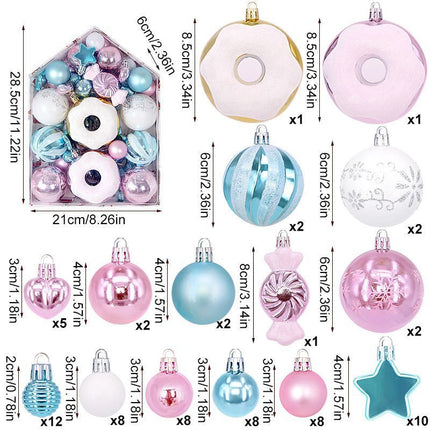 72 Count Rich Assorted Holiday Baubles Packed in House Shaped Gift