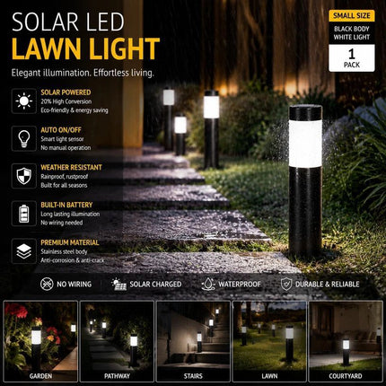 Small Black Cool White Solar LED Garden Path Light