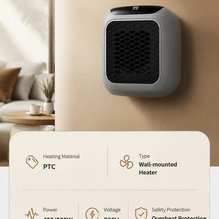 Wall Mount Mini Heater with Remote Timer Portable Electric Warmer