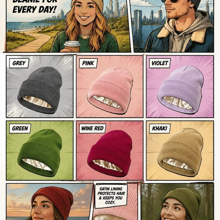 Khaki Basic Knit Beanie Skin Friendly Solid Color Hat 1Pc