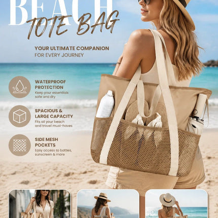 Brown Lightweight Handheld Beach Bag Water Resistant Swim Pouch