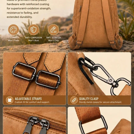 Two-Tone Coffee Textured Women Retro Backpack Multi Functional Large Capacity Bag