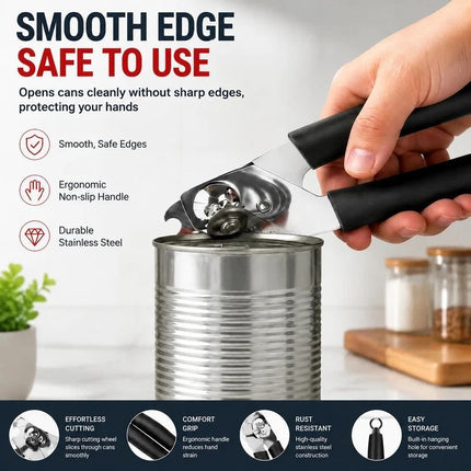 Full Stainless Steel Manual Can Opener Multi Function Kitchen Utensil