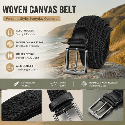Red Elastic Canvas Golf Belt 125cm Woven Stretch Waist Strap For All Genders