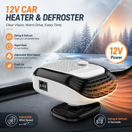 12V White Car Heater Fast Heating Windshield Defroster For Sedans