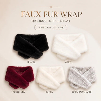 Black Women Fluffy Faux Fur Wrap Shawl Party Costume Stole