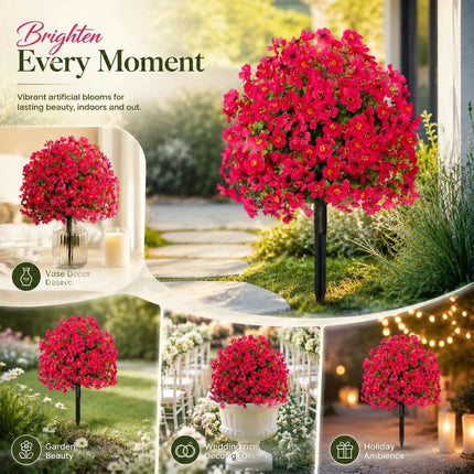 Rose Pink Faux Violet Eucalyptus Stakes Balcony & Backyard Decor Flowers