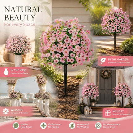 Pastel Pink Artificial Violet Greenery Stems Interior Floral Photo Props
