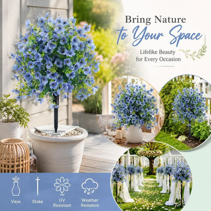 Sky Blue Faux Eucalyptus Violet Yard Stake Indoor Home Decor Stems