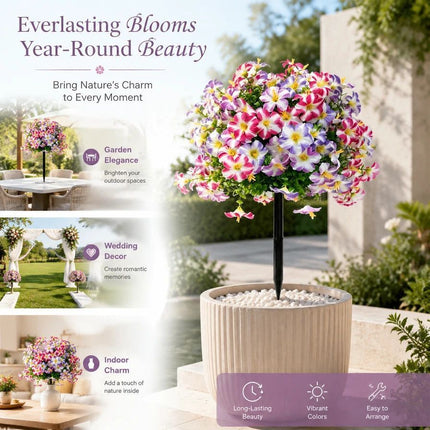 Mixed Shade Morning Glory Artificial Stems Eucalyptus Floral Styling Prop
