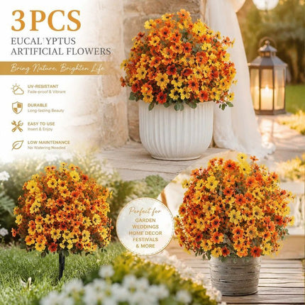 Autumn Yellow Orange Faux Floral Stems 3 Pack Home & Backyard Photography Prop
