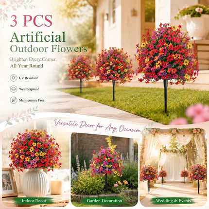 Multi Tone Artificial Eucalyptus Bouquet Set of 3 Indoor Outdoor Photo Greenery