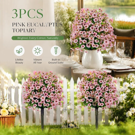 Pastel Pink Artificial Violet Greenery Stems Set of 3 Table Floral Photo Accessory
