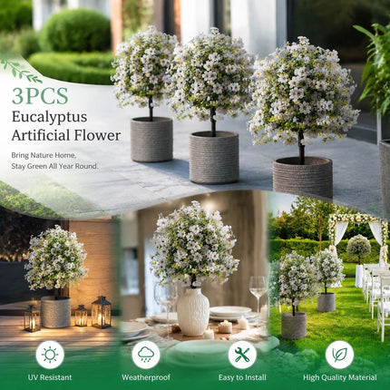 Cream White Artificial Flower Stems 3Pcs Portrait Shoot Backyard