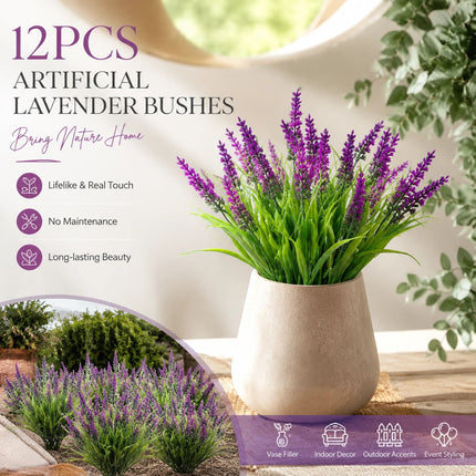 Lotus Pink 7 Stem Artificial Lavender Fake Greenery Garden Vase Decor