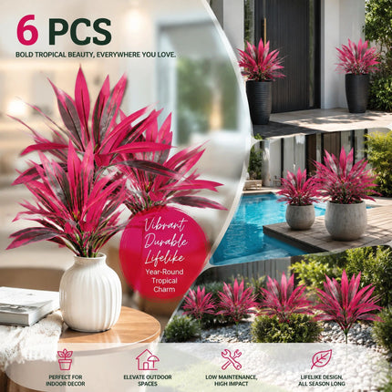 Purple Artificial Dracaena Tree Table & Backyard Decor 6 Pack