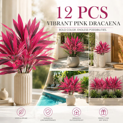Purple Faux Brazil Wood Dracaena Indoor Greenery Ornament 12 Pack