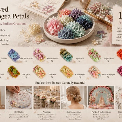 Blue Purple Gradient Preserved Hydrangea Dried Floral Resin Supply Bundle of 9