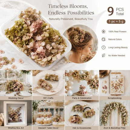 Agate Blue Preserved Hydrangea Gradient DIY Wedding Floral Bulk Pack 9 Boxes