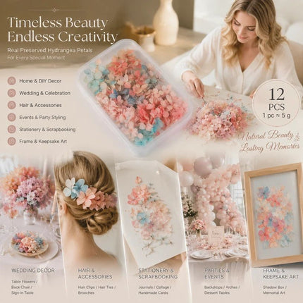 Dreamy Gradient Preserved Hydrangea Large Bulk DIY Craft Flower Kit 12 Boxes ×5g