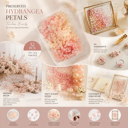 Hibiscus Gradient Preserved Hydrangea Dried Flower DIY Arrangement Bulk Kit 12