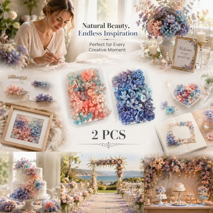 Dreamy Tone & Blue Purple Shade Gradient Preserved Hydrangea DIY Dried Flower Kit Set of 2 Boxes 5g Each