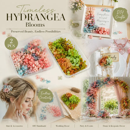 Dreamy Tone & Hibiscus Tone Preserved Hydrangea Bouquet Making Craft Supply 2 Pack