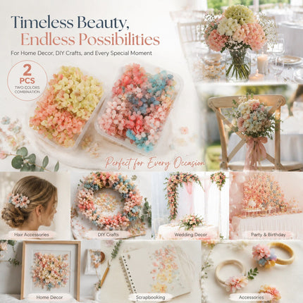 Dreamy Tone & Soft Jade Tone Preserved Hydrangea Gradient Floral DIY Kit Set of 2