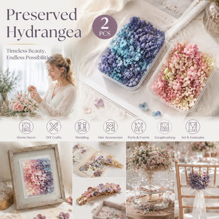 Blue Purple Shade & Taro Purple Gradient Preserved Hydrangea DIY Craft Flower Pack of 2