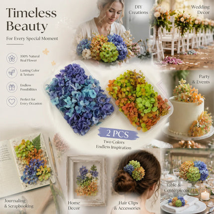 Blue Purple Shade & Hibiscus Tone Preserved Hydrangea Wedding Handmade Material Set of 2